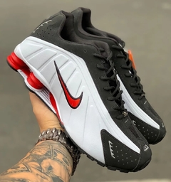 Tênis Masculino Shox 4 Molas R4 Preto Vermelho