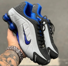 Tênis Masculino Shox 4 Molas R4 Prata Azul