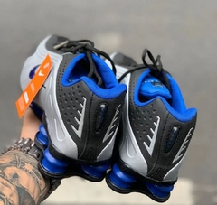 Tênis Masculino Shox 4 Molas R4 Prata Azul - comprar online