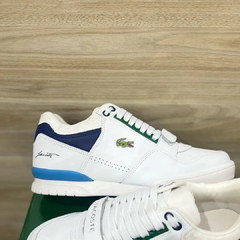 Tênis Lacoste T Clip Velcro Branco Azul BB na internet