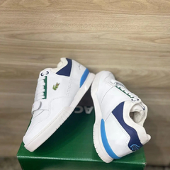 Tênis Lacoste T Clip Velcro Branco Azul BB - loja online