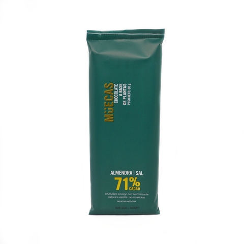 MUECAS - Chocolate 71 % con Almendras y Sal x 80 grs