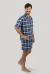 Imagem do Pijama Smoking Curto Xadrez Azul-PC155