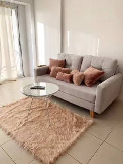 Alfombra pelo largo rosa viejo