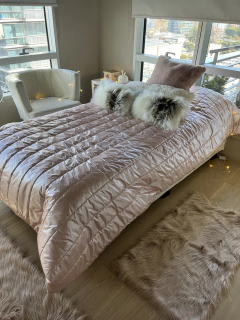 Pie de cama matelasé rosa (para 2 plazas/ queen/ king) - Parcelle Home