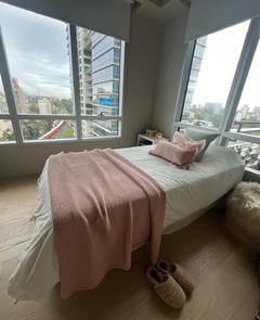 Pie de cama waffle rosa viejo (para 1 o 2 plazas)