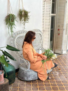 VESTIDO CAMISERO LARGO, TOSTADO - LA BORDEVOY