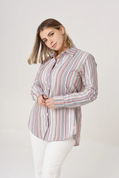CAMISA LA BORDEVOY MUJER, MIL RAYAS MANGAS LARGAS - comprar online