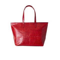 Cartera Tote Borga de Cuero Rojo Croc - MBA MediumBsAs