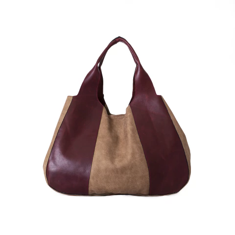 Cartera Kila de Cuero Bordo Combinado