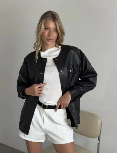 Campera Oversize de Cuero Negro