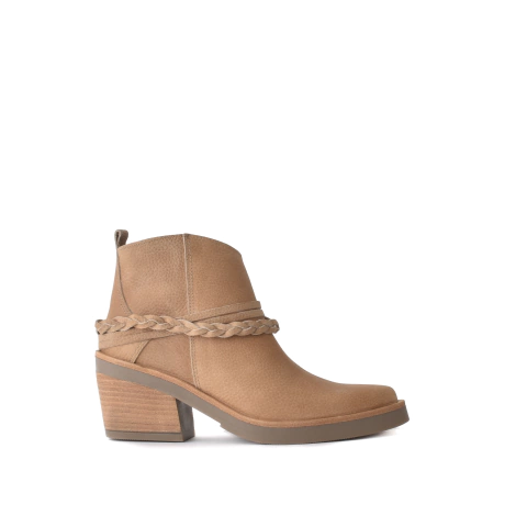 Botineta Riso de Cuero Beige