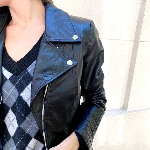 Campera Lenna de Cuero Negro - comprar online