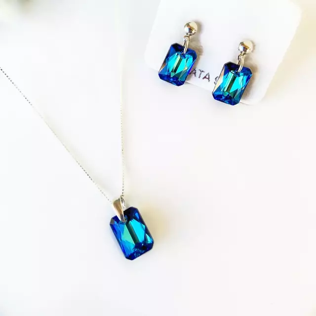 Conjunto Emerald Cut 11Mm - Bermuda Blue thumbnail 2