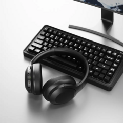 Imagen de Auricular D2-ANC Bluetooth 5.3 + Cable 3.5mm Active Noise Canceling 45Hs Low Latency Black