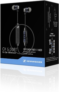 Auriculares Sennheiser Cx 6.00 Bt Bluetooth Qualcomm apt-X Low Latency Negro Azul - Auriculares