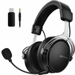 Auricular Gaming INALAMBRICO Mpow AIR 2.4G para juegos PS5/PS4/PC Ordenador con controlador de doble cámara, 17 horas, Graves 3D