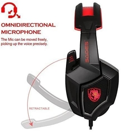 Auricular Gaming Sades Spirit Wolf Control Volumen para PC con conector 3.5mm+USB (Led) en internet