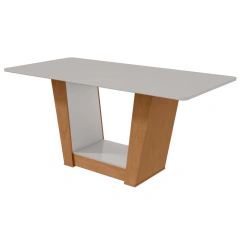 Mesa Lopas Apogeu 170cm C/Vidro Amêndoa Clean/Off White