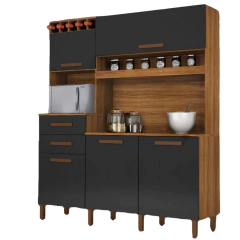 Armário Arte Móveis França 5 Portas Cinamo/Grafite