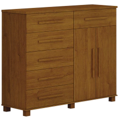 Cômoda Leifer São Paulo 6 Gavetas 2 Portas Cinamomo - comprar online