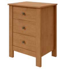 Mesa De Cabeceira Lopas Maggiore 3 Gavetas Amêndoa Clean