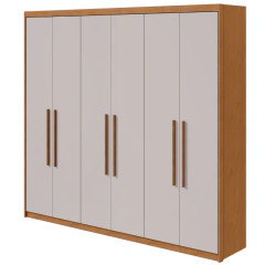 Roupeiro Lopas Áries 6 Portas Amêndoa Clean/Off White