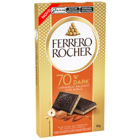 Chocolate Ferrero Rocher 90g Dark 70 Caramelo Salgado Com Avelã
