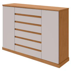 Cômoda Lopas Vedra 6 Gavetas Externas 1 Gaveta Interna 2 Portas Amêndoa Clean/Off White