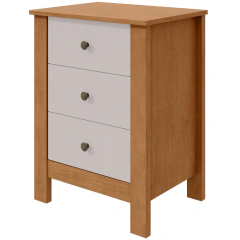 Mesa De Cabeceira Lopas Maggiore 3 Gavetas Amêndoa Clean/Off White