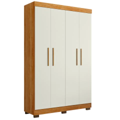 Roupeiro Tigus 4 Portas Florida Off White/Amadeirado