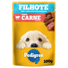 Alimento Para Cães Pedigree 100g Filhotes Carne Ao Molho