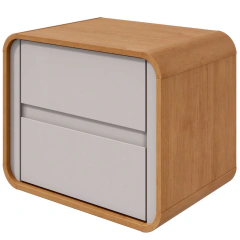 Mesa De Cabeceira Lopas Loop 2 Gavetas Amêndoa Clean/Off White