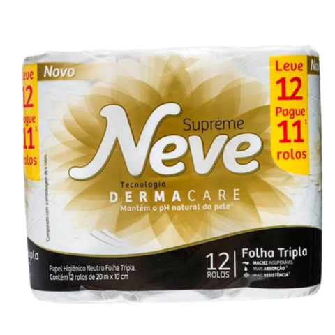 Papel Higiênico Neve Folha Tripla 20m Supreme Leve 12 Pague 11