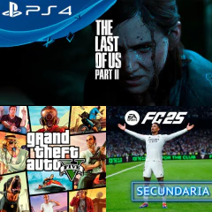 COMBO IMBATIBLE TLOU II + FC 25 + GTA V PS4 DIGITAL SECUNDARIA - comprar online