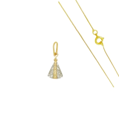 Colar N S Aparecida Folheada Ouro 50cm - CJP427DR/F01-50