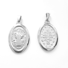 Medalha Milagrosa de São Bento Oval Aço Dupla Face- Pi13