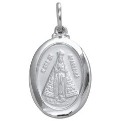 Pingente Medalha N S Aparecida Oval Aço Inox 2,3cm - Pi46