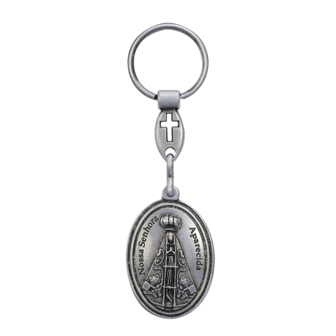 Chaveiro Nossa Senhora Aparecida Prata Velha- MK10096PV