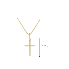 Colar Cruz Palito Pequena Folheado Ouro - CJC411D/F01-45