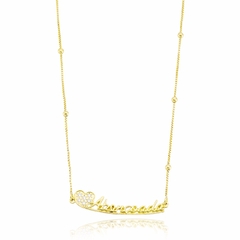 Colar Abençoada Corrente com Bolinha Folheado Ouro - G211-D