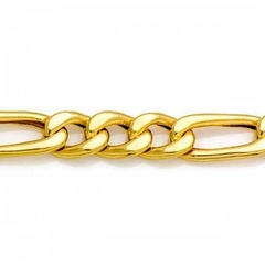 Corrente folheada 3x1 de 3mm com 60cm de comprimento, em tom dourado.