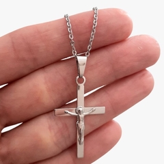 Colar Pingente Cruz Aço Com Cristo - CJCi103/Fi14-70 na internet