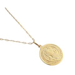 Colar Medalha de São Bento Folheado Ouro - CJP497-D/F25-60 na internet