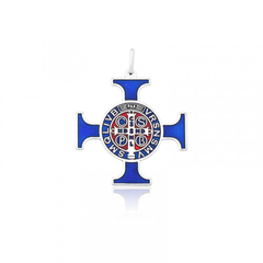 Pingente Cruz São Bento Grande Malta Color Prata - P909-AGC - Loja Santo Anjo