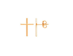 Brinco folheado a ouro em formato de cruz, ideal para complementar looks elegantes.