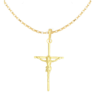 Colar folheado a ouro com crucifixo de Cristo, medindo 60 cm.