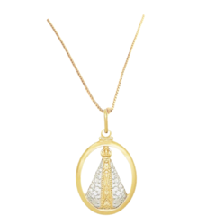 Colar N S Aparecida Vazado Folheado 50cm - CJP585DR/F03-50 na internet
