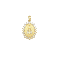 Colar N S Aparecida com Medalha atrás e Zirconias - CJP332DR/F03E-45 - Loja Santo Anjo