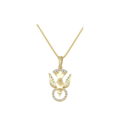 Colar folheado com pingente em forma de auréola, decorado com zircônias brilhantes.